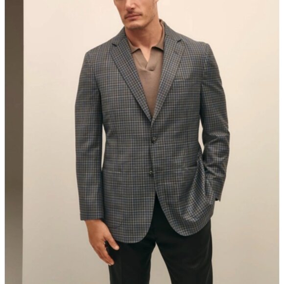 Brooks Brothers Regent Fit gingham Plaid Wool Blend Sport Coat Size 42L - Picture 2 of 12